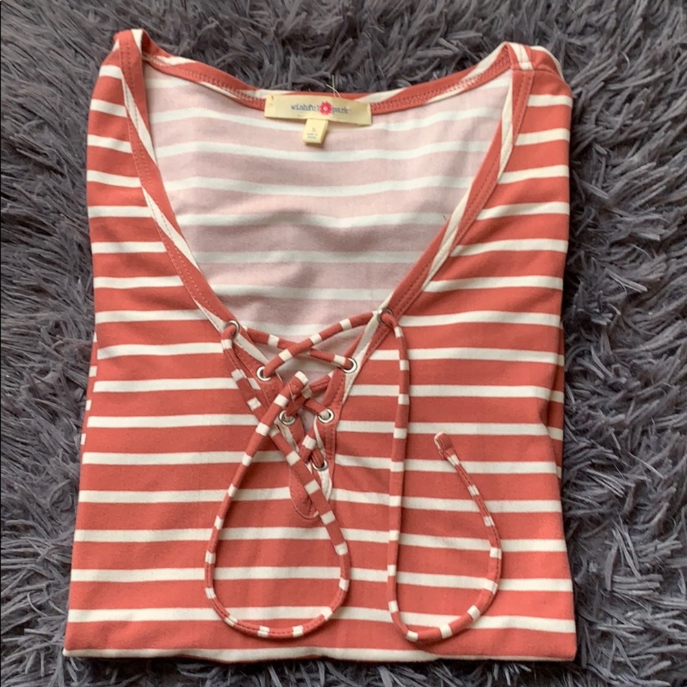 Coral striped short sleeve